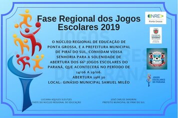 Começam hoje os Jogos Escolares do Paraná sediados em Piraí do Sul