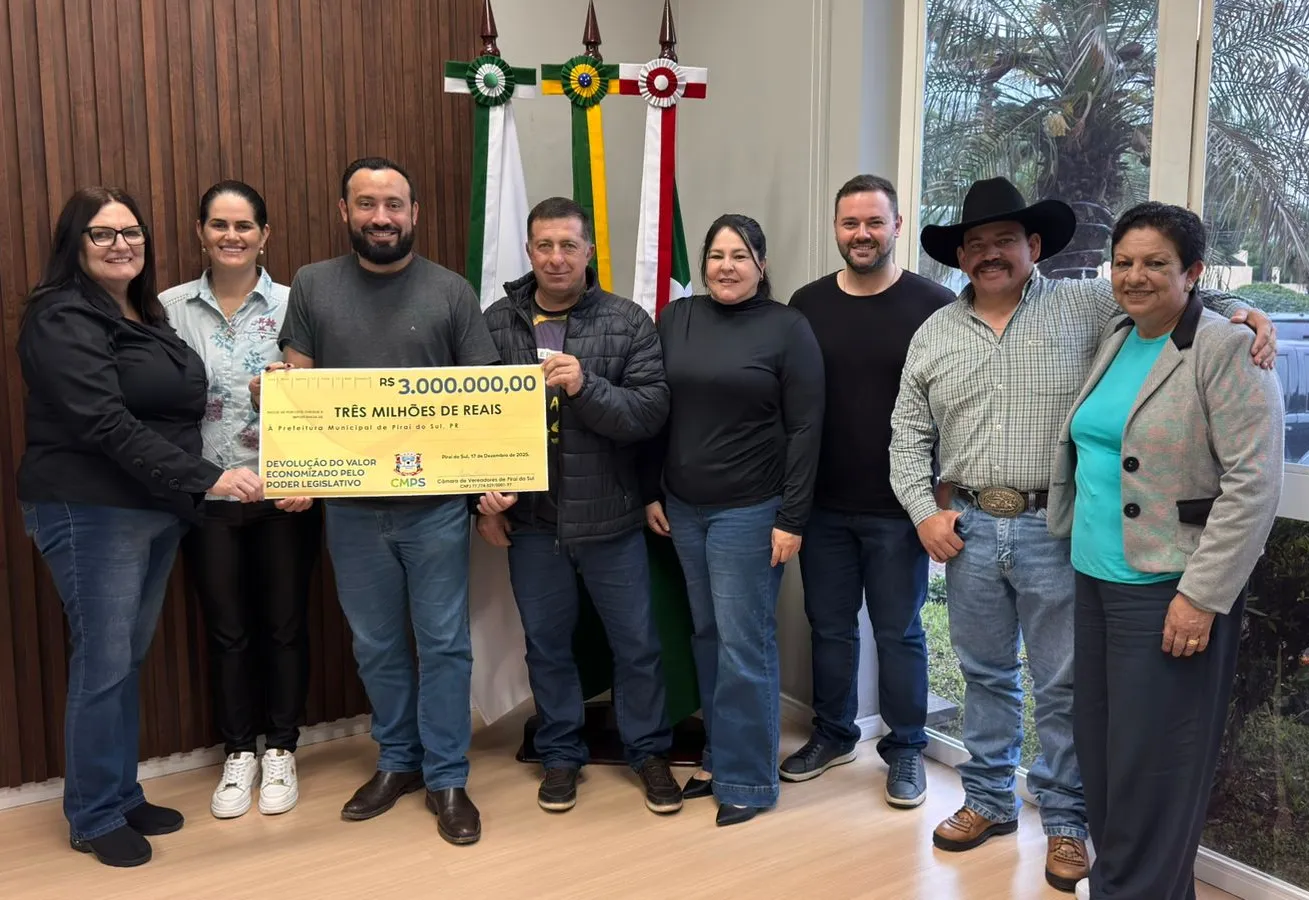 Câmara devolve R$ 3 milhões ao Município e recursos retornam ao orçamento de Piraí do Sul